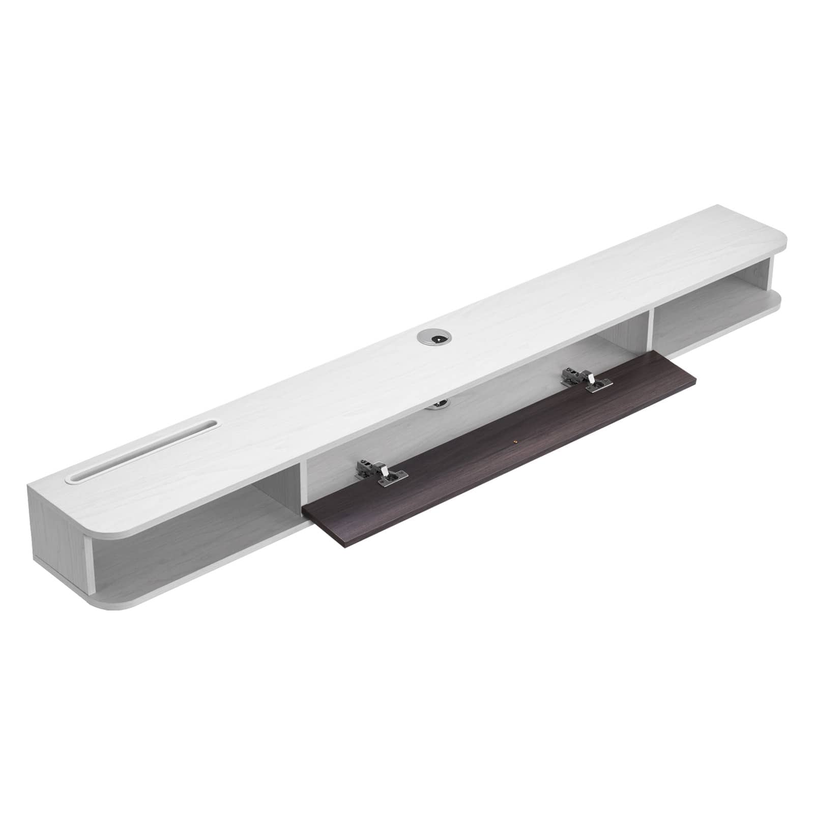 VEVOR - Floating TV Stand, 70 in Wall Mount Entertainment Center with Cable Hole, Modern Floating TV Shelf with Storage Cabinet - White, Wood Color