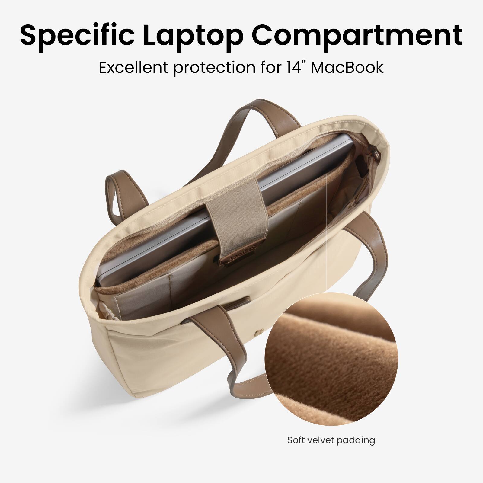 Specific Laptop Compartment: Excellent Protection for 14" MacBook - Soft Velvet Padding