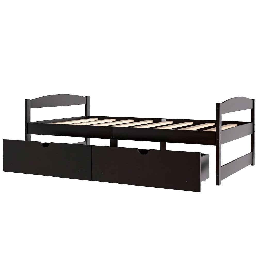 Alt View 4. Loheer - Loheer Twin Platform Bed with Drawers Espresso Wood Frame - Espresso.