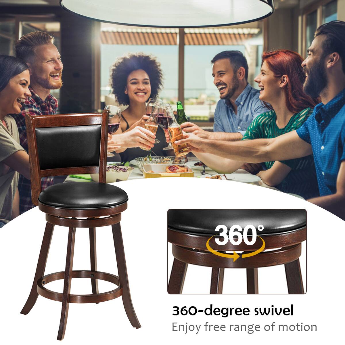 360-degree swivel, Enjoy free range of motion