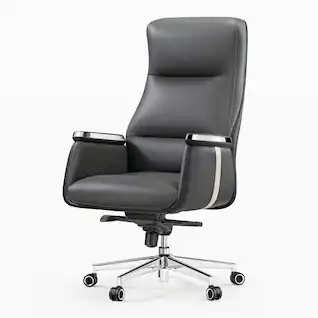 Eureka Ergonomic - Leather Executive Ergonomic Office Chair with Lumbar Support & Bakc Support - Gray