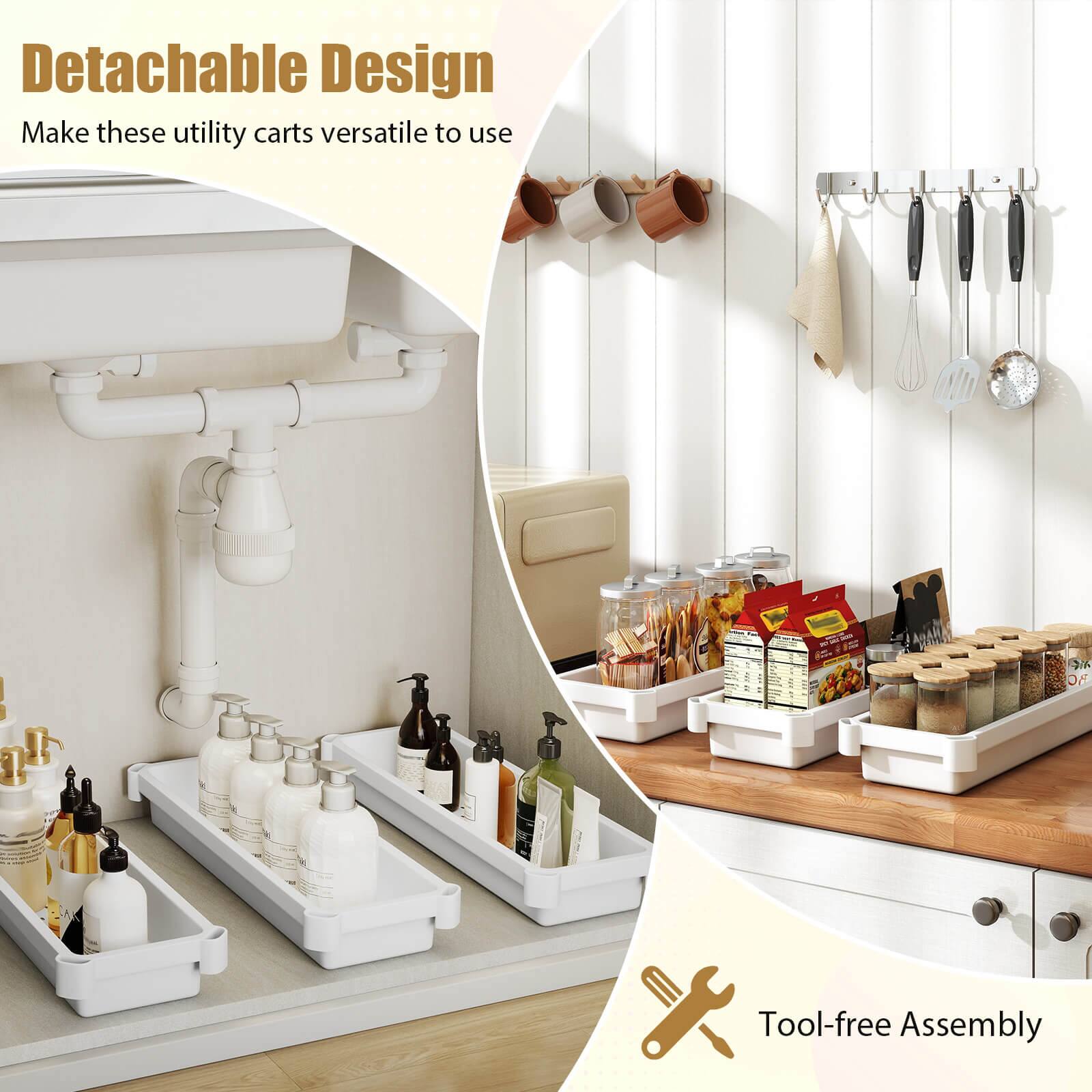 Detachable Design  
Make these utility carts versatile to use  

Tool-free Assembly