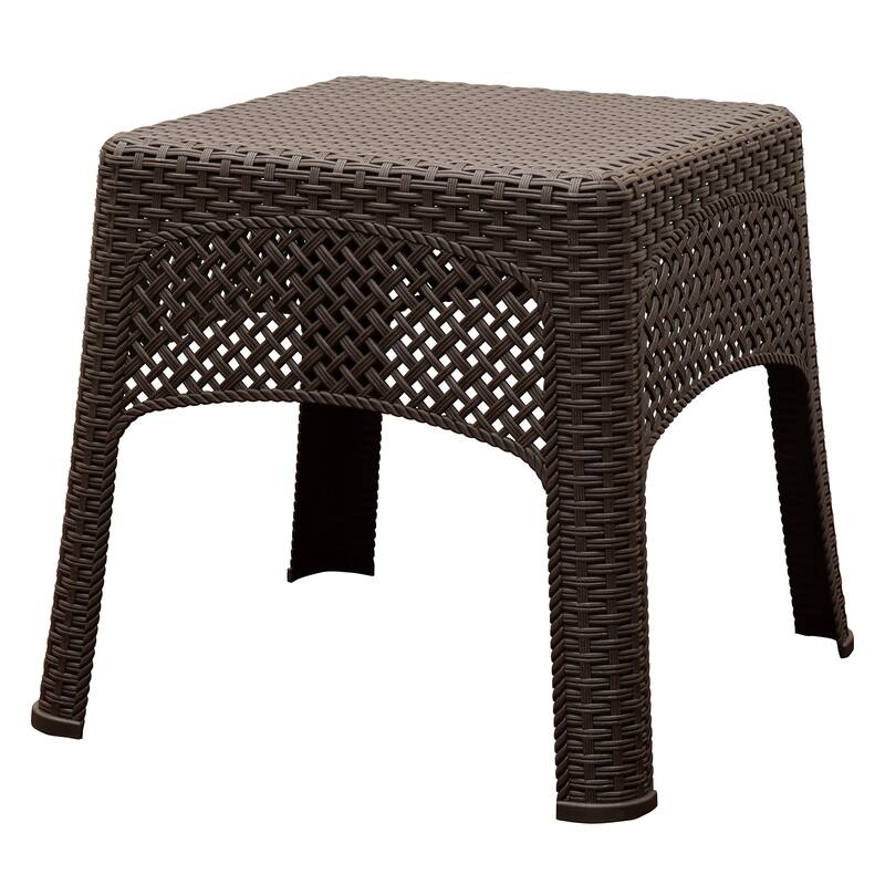 Angle. Adams - Adams Earth Brown Square Resin Woven Side Table - Brown.