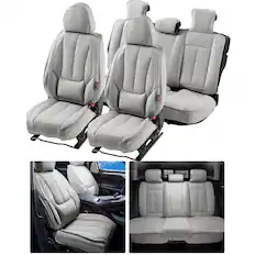 Front. VEVOR - Seat Covers, Universal Car Seat Covers Full Set Seats, Front and Rear Seat, 13pcs Faux Leather Seat Cover, Full Enclosed - Gray.