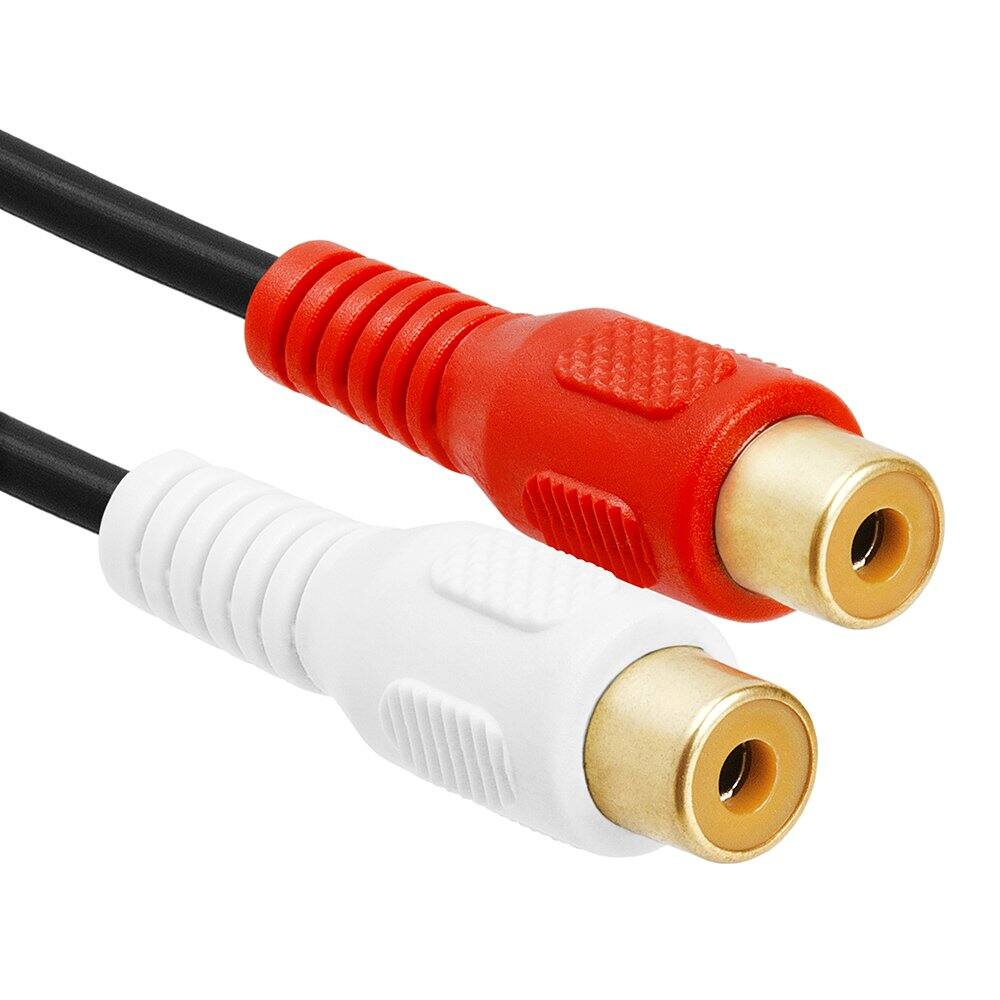 Angle. Cmple.com - Cmple - Stereo Audio Y Adapter Cable, 3.5mm to RCA & RCA Splitter, Male to Female AUX Cable - 3.5mm M to 2 RCA F - Black.