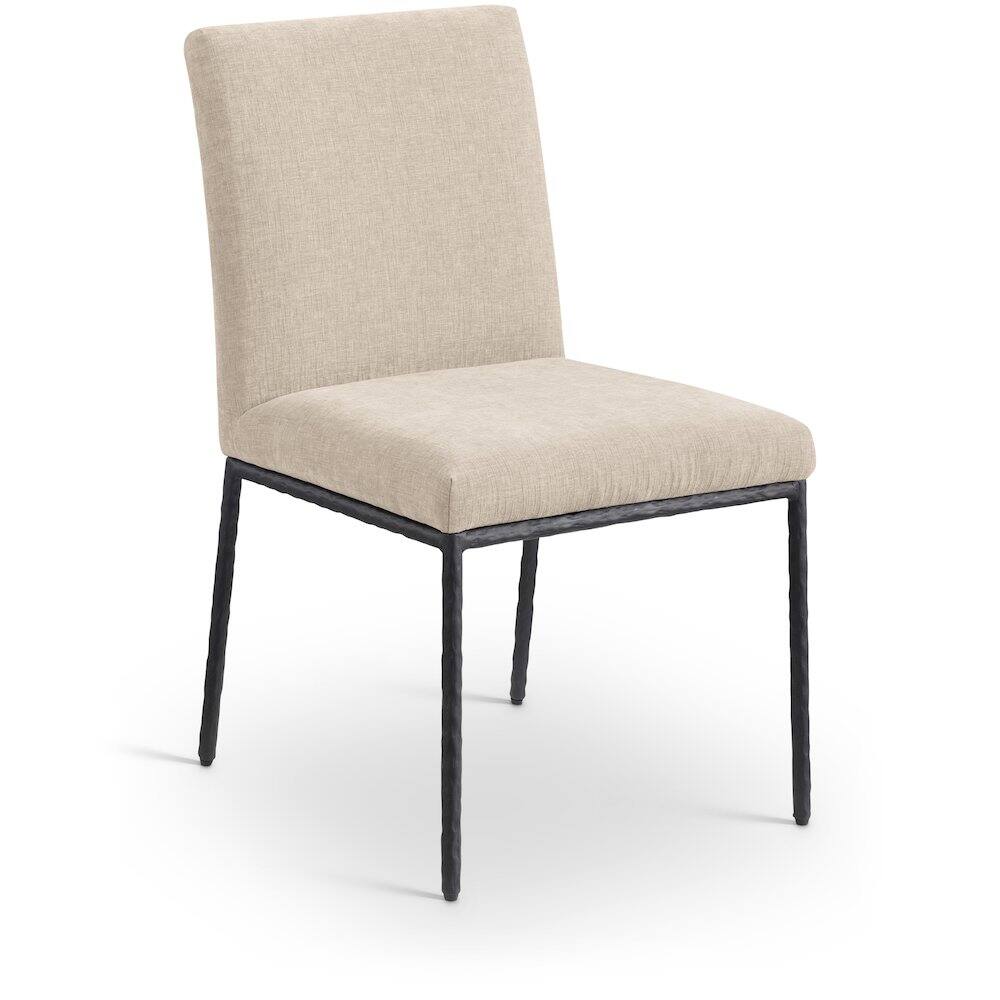 Alt View 1. Meridian Furniture - Reeves Beige Chenille Fabric Upholstered Dining Side Chair, Set of 2 - Black.