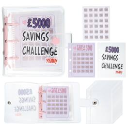 Unique Bargains - 5000 Pounds Savings Challenge Book, Money Saving Binder with 25 Reusable Envelopes for Budgeting & Financial Planning - Pink