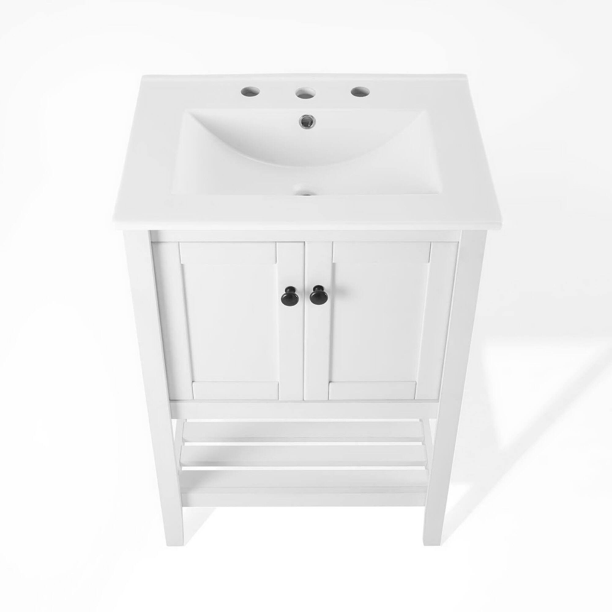 Alt View 6. Modway - Prestige Bathroom Vanity Basin Included - White White.
