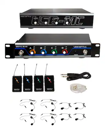 Front. VocoPro - USB-PLAY-4 Wireless Headset/Lapel Microphone System with Audio Interface.