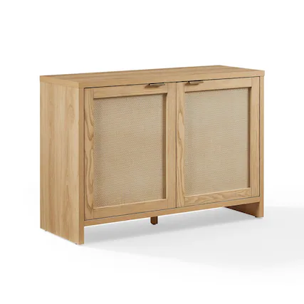 Front. Crosley Furniture - Kenji Record Player Cabinet with Vinyl Storage, Media Stand - White.