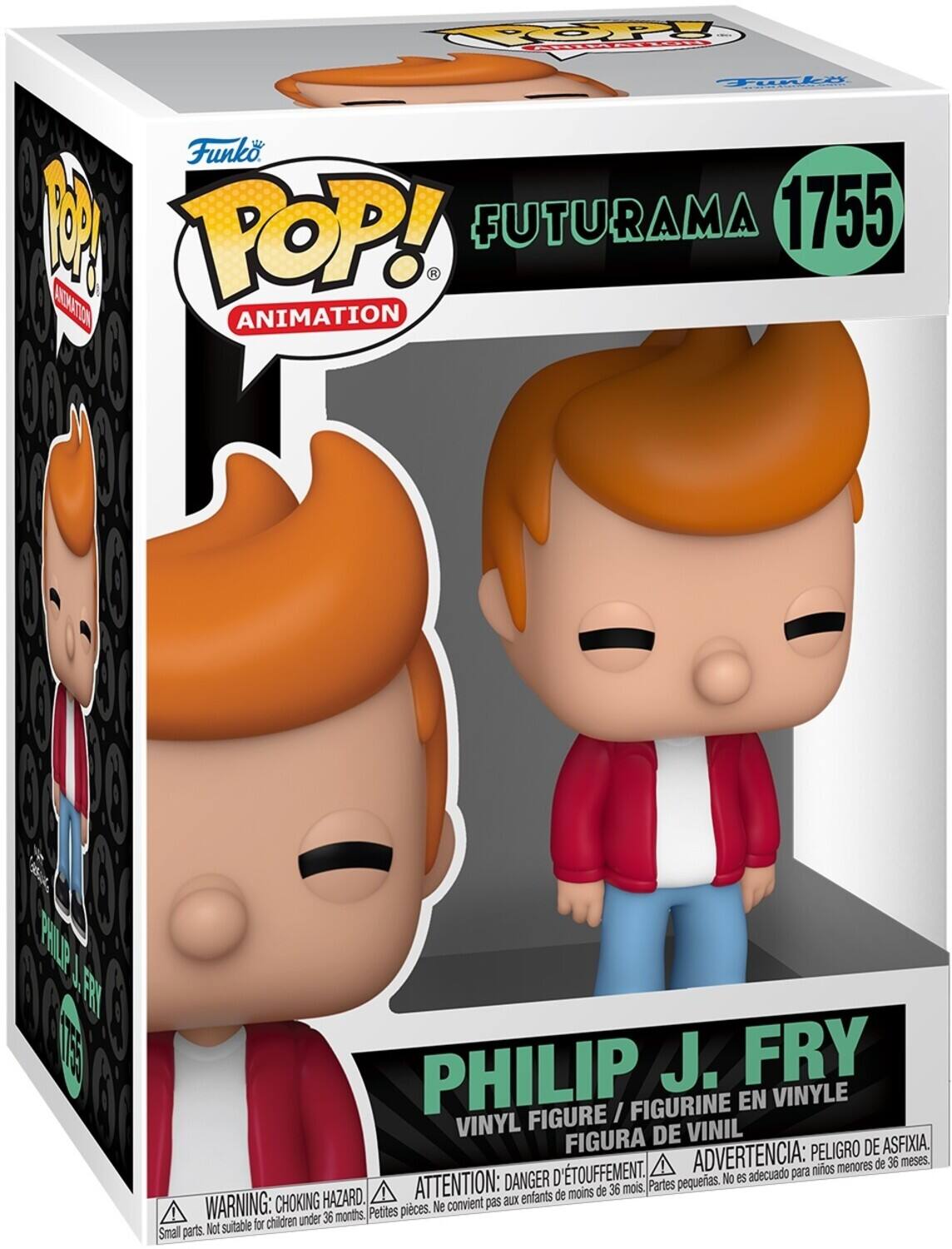 Funko POP! FUTURAMA 1755 ANIMATION PHILIP J. FRY FIGURINE EN VINYLE FIGURE I VINYL DE VINIL FIGURA PELIGRO DE ASFIXIA. ATTENTION: DANGER: CHOKING HAZARD. PARTS PEQUERAS. No es adecuado para niños menores de 36 meses. Petites pièces. Ne convient pas aux enfants de moins de 36 mois. Small parts. Not suitable for children under 36 months.