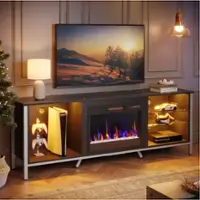 Bestier 70" Fireplace TV Stand 80" TVs with 23" LED Electric Fireplace & Entertainment Center - Black - Front_Zoom