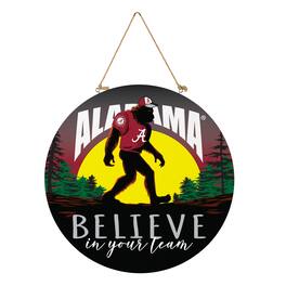 Evergreen Enterprises - Alabama Crimson Tide 18" Bigfoot "Believe in Yourself" Team Logo Wood Round Door Sign - Multicolor