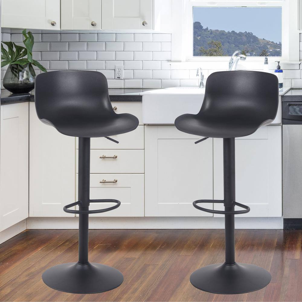 Angle. AmeriHome - Adjustable Height Monochromatic Bar Stool Set - 2 Piece - Black.