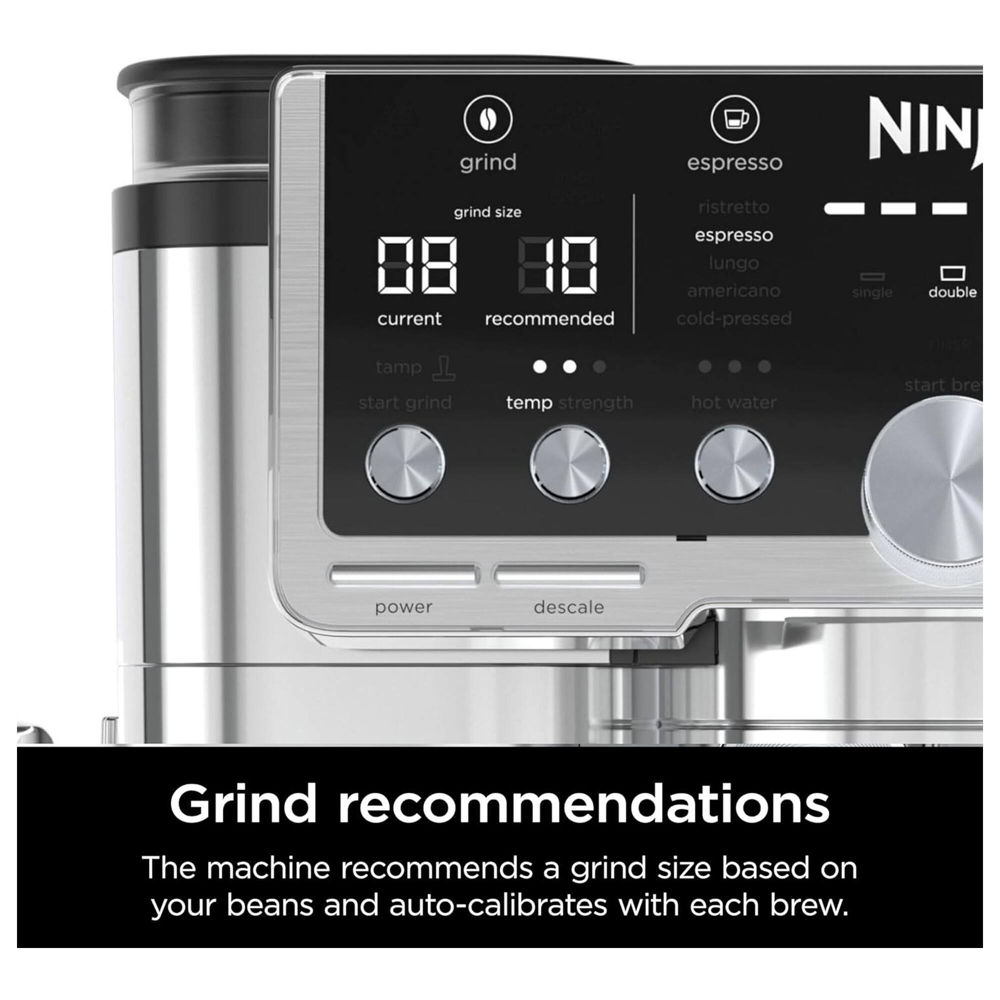 Grind recommendations

The machine recommends a grind size based on your beans and auto-calibrates with each brew.

Grind size
current 88
recommended 80

Espresso
ristretto
espresso
lungo
americano
cold-pressed

Temp
Strength
Hot water

Start grind
Tamp
Start brew
Descal

Power