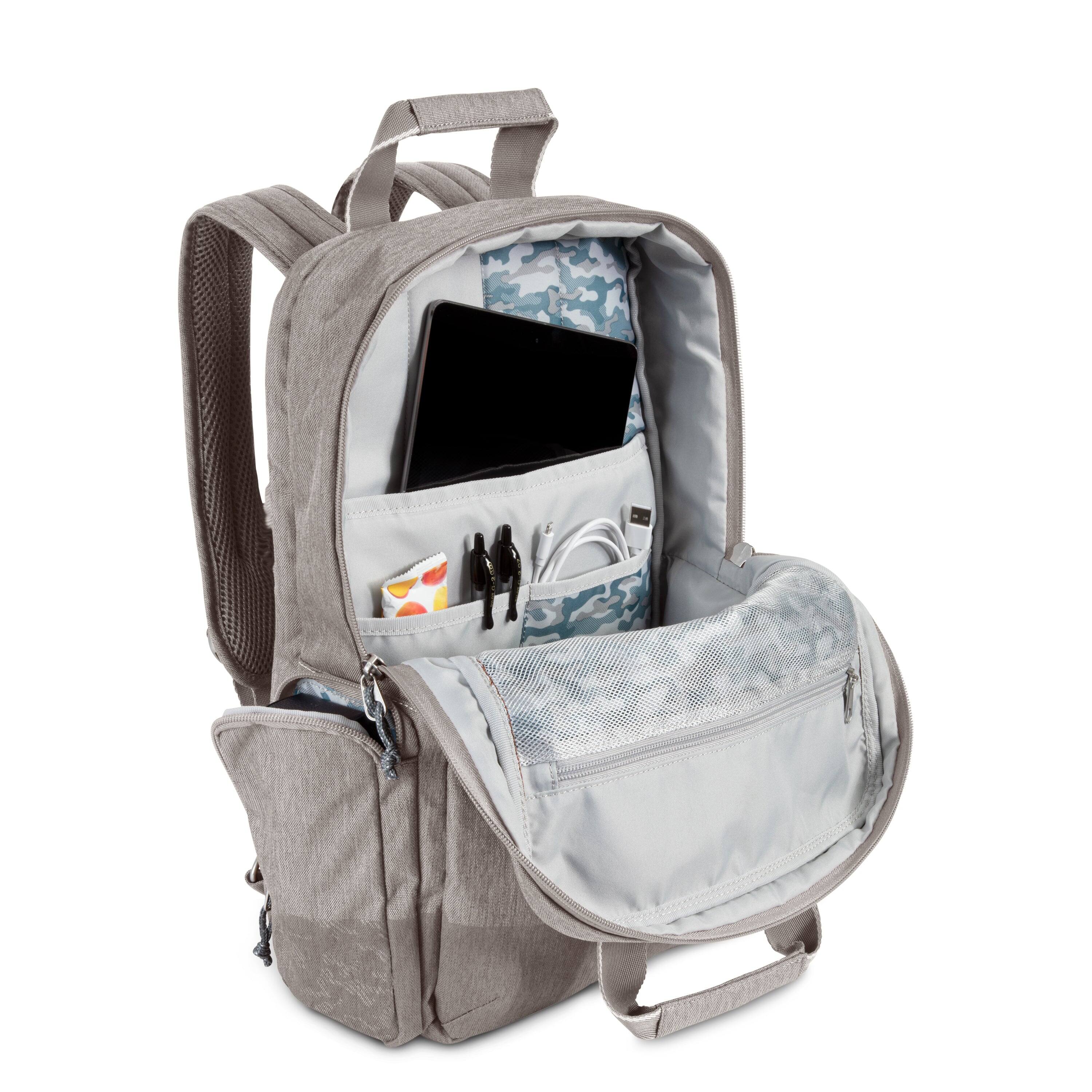 Left. Skyway - Rainier Softside 17L Deluxe Backpack, Zion Gray - Zion Gray.