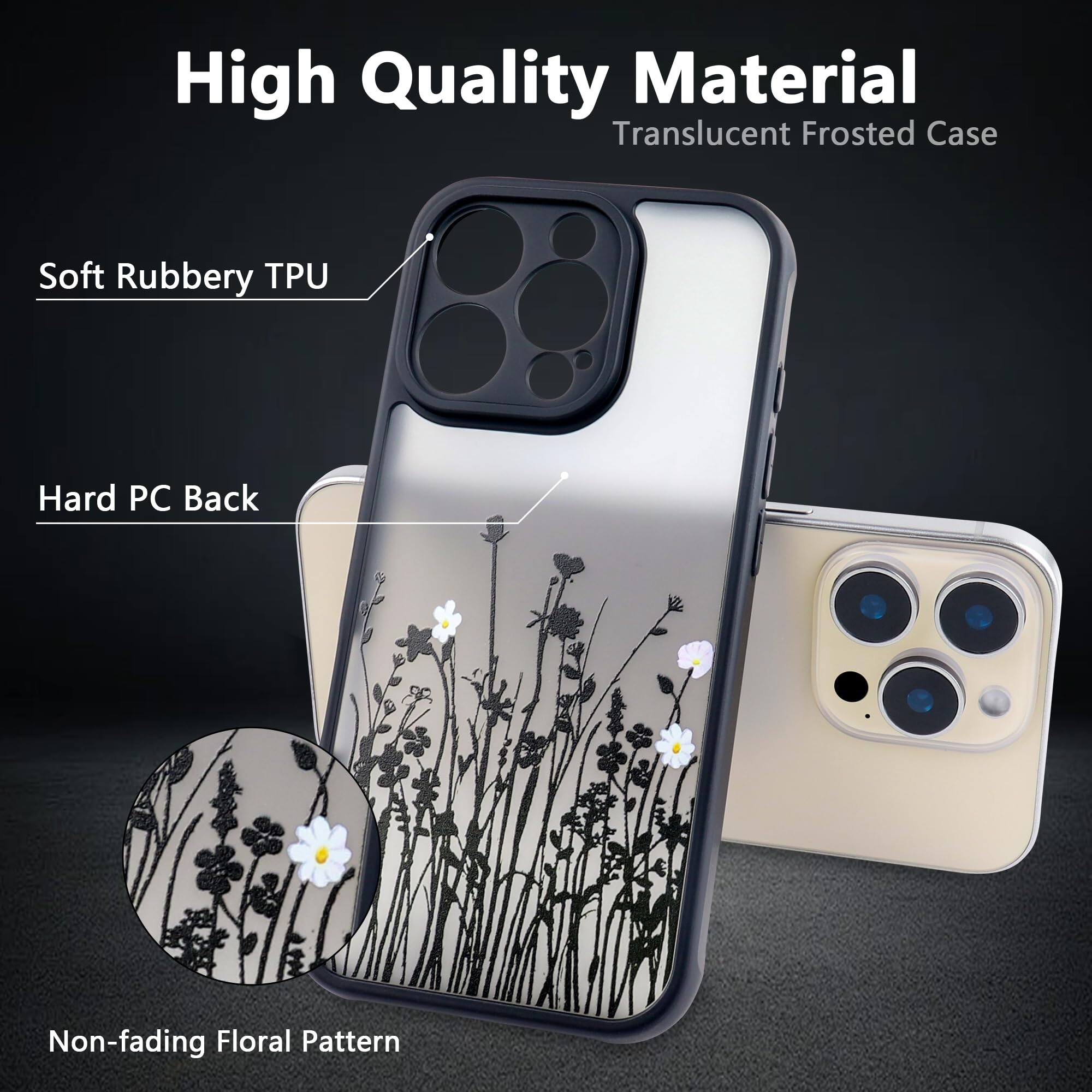 High Quality Material  
Translucent Frosted Case  

Soft Rubbery TPU  
Hard PC Back  
Non-fading Floral Pattern