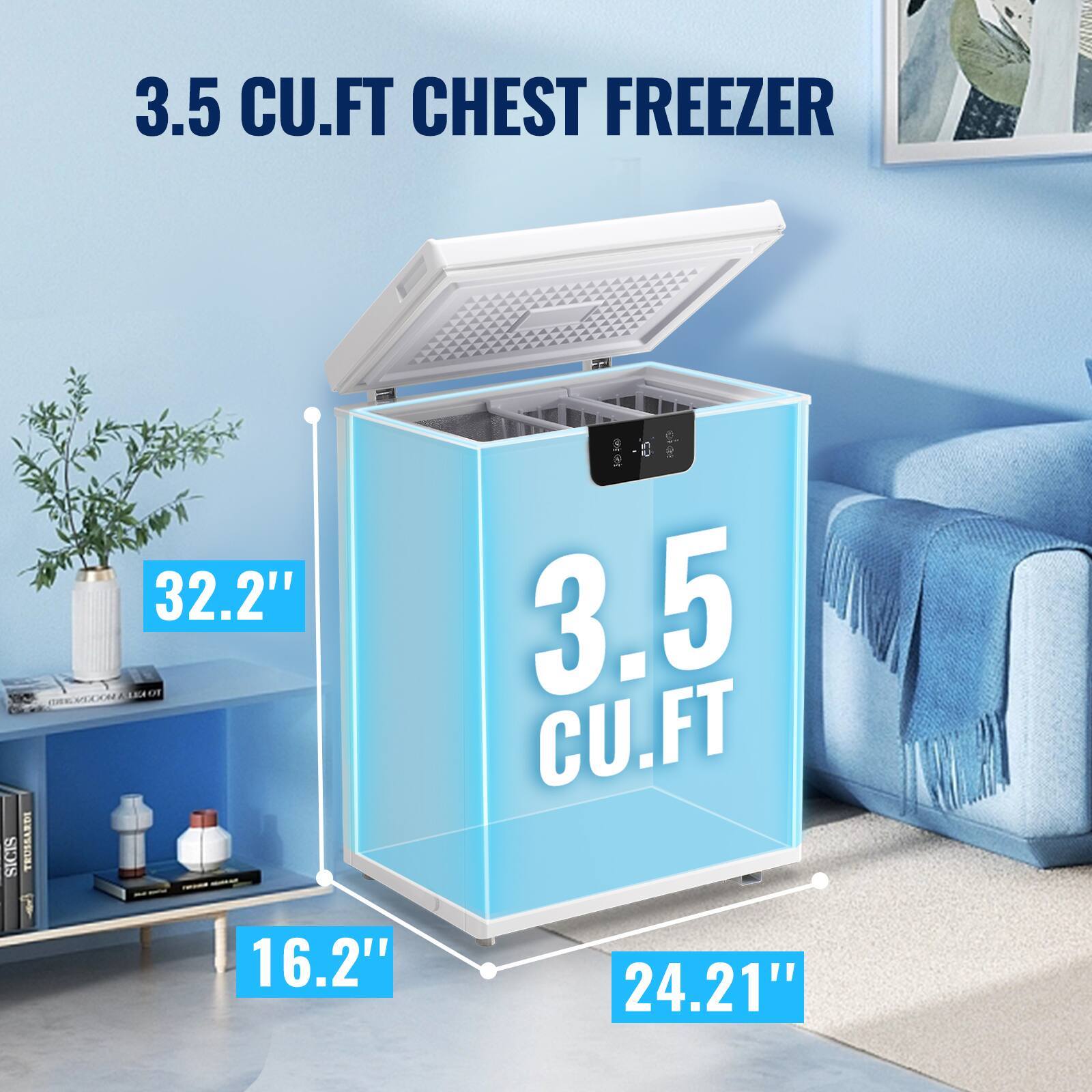 3.5 CU.FT CHEST FREEZER

32.2" L x 16.2" W x 24.21" H