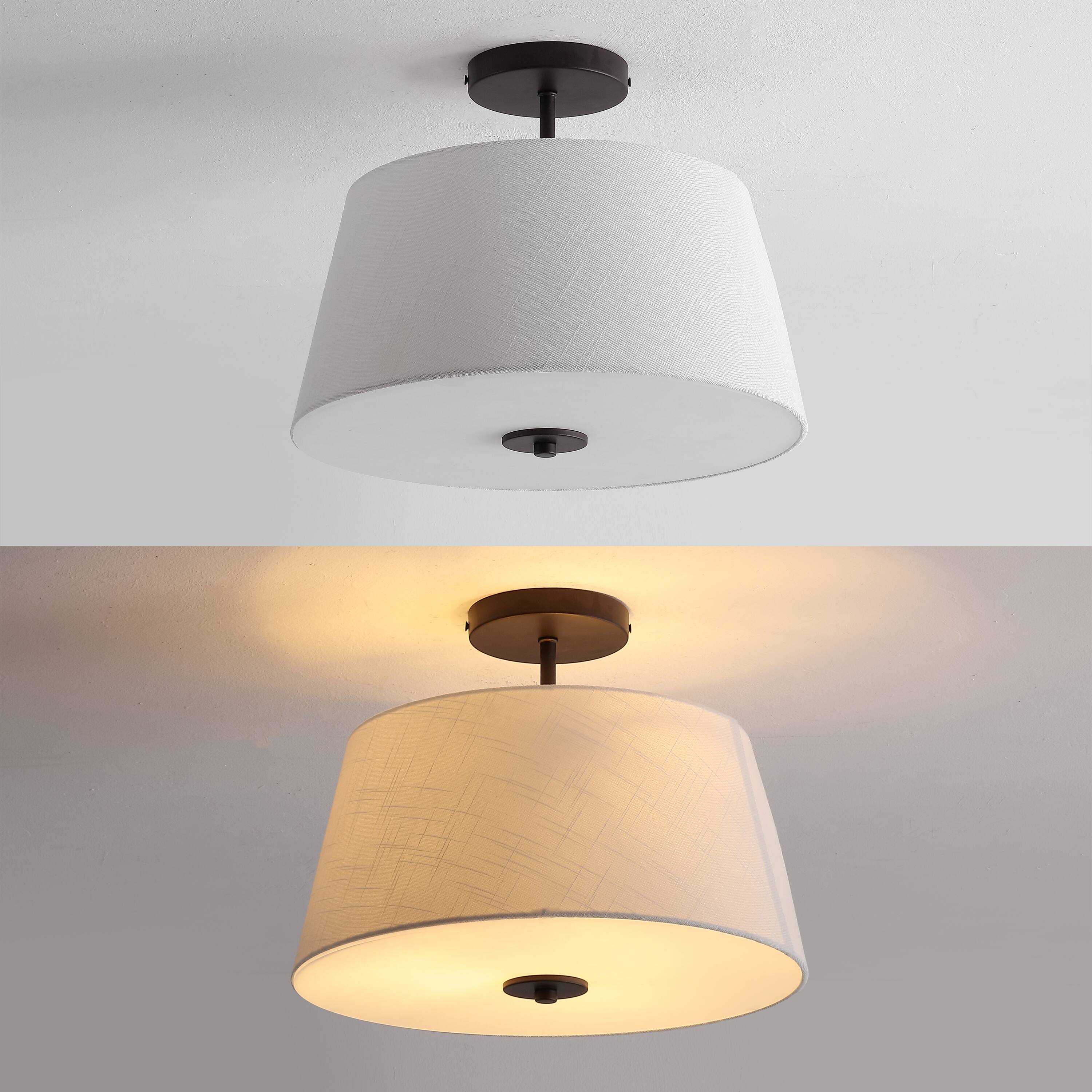 Alt View 3. Jonathan Y - Isabella 15" 3-Light Modern Contemporary Metal Tapered Drum LED Semi Flush Mount, Oil Rubbed Bronze - Oil Rubbed Bronze.