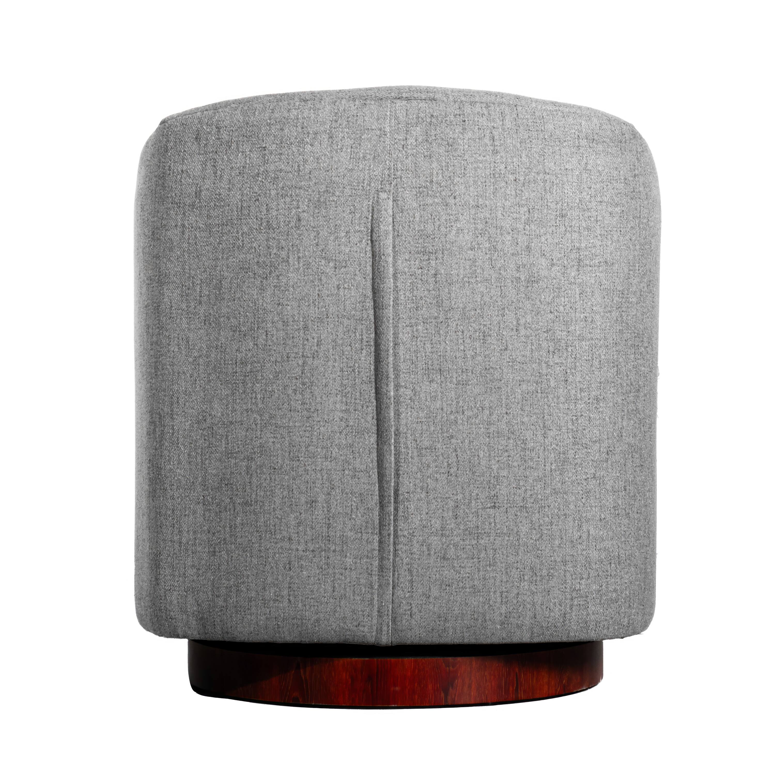 Alt View 7. Emma + Oliver - Della Club Style Barrel Accent Chair with 360 Degree Swivel Brushed Gold Vinyl Wrapped Base and Sloped Armrests - Gray.