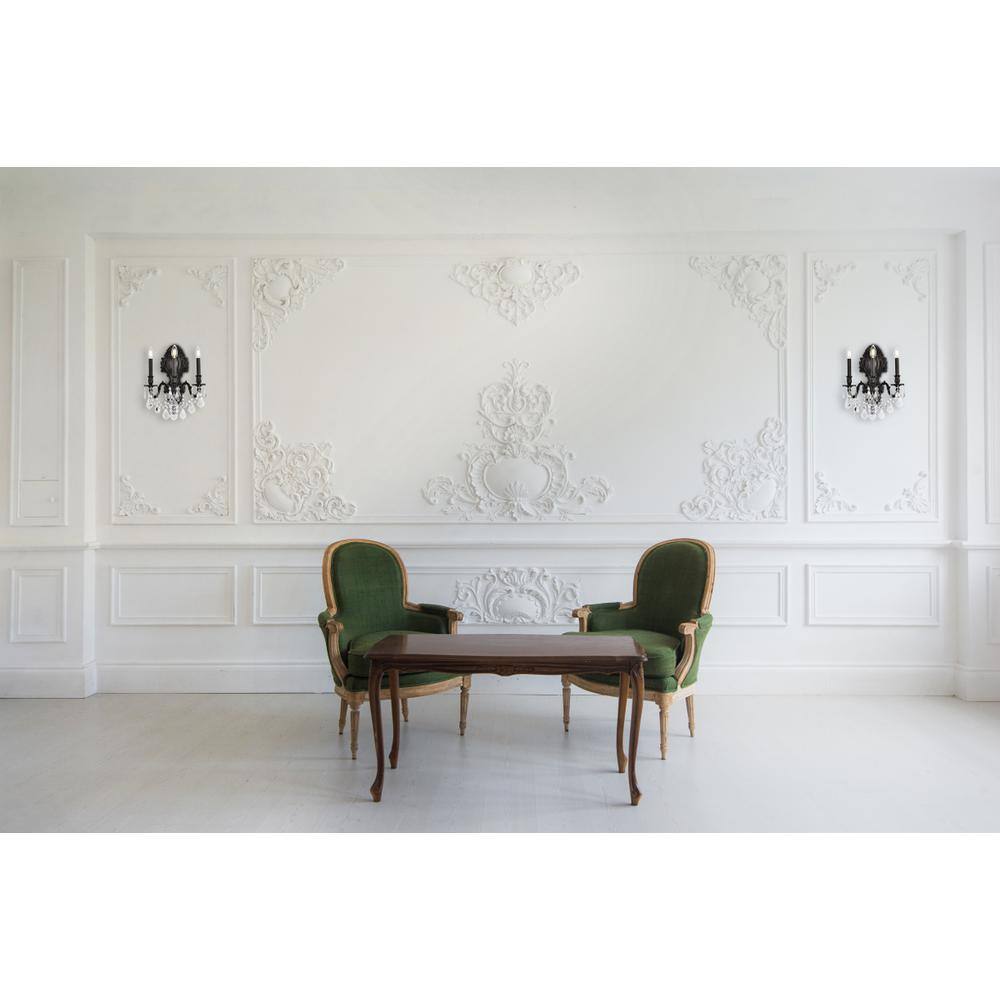 Back. Elegant Lighting - Monarch 3 light Dark Bronze Wall Sconce Clear Royal Cut Crystal - Dark Bronze.