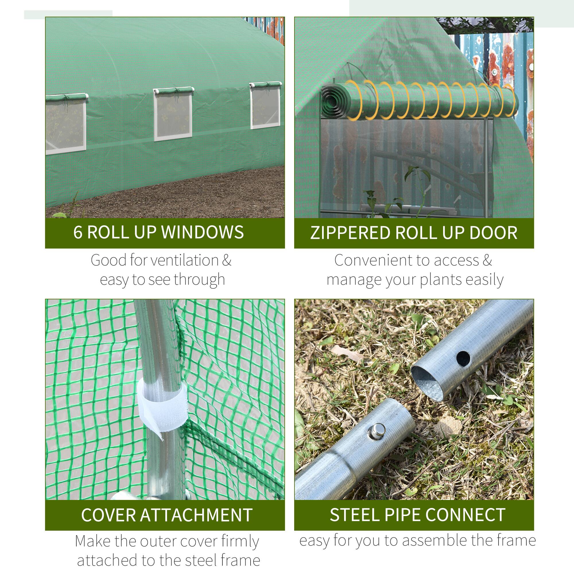 Back. TinyHomie - 11.5 x 10 x 7FT Walk-in Greenhouse Tunnel Green House with Zippered Mesh Door and 6 Mesh Windows Plant Hot House.