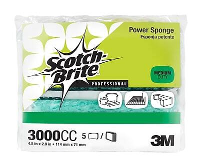 Power Sponge  
Españja potente  

Scotch-Brite  
PROFESSIONAL  

MEDIUM DUTY  

3000CC  
5  
4.5 in x 2.8 in / 114 mm x 71 mm  

3M