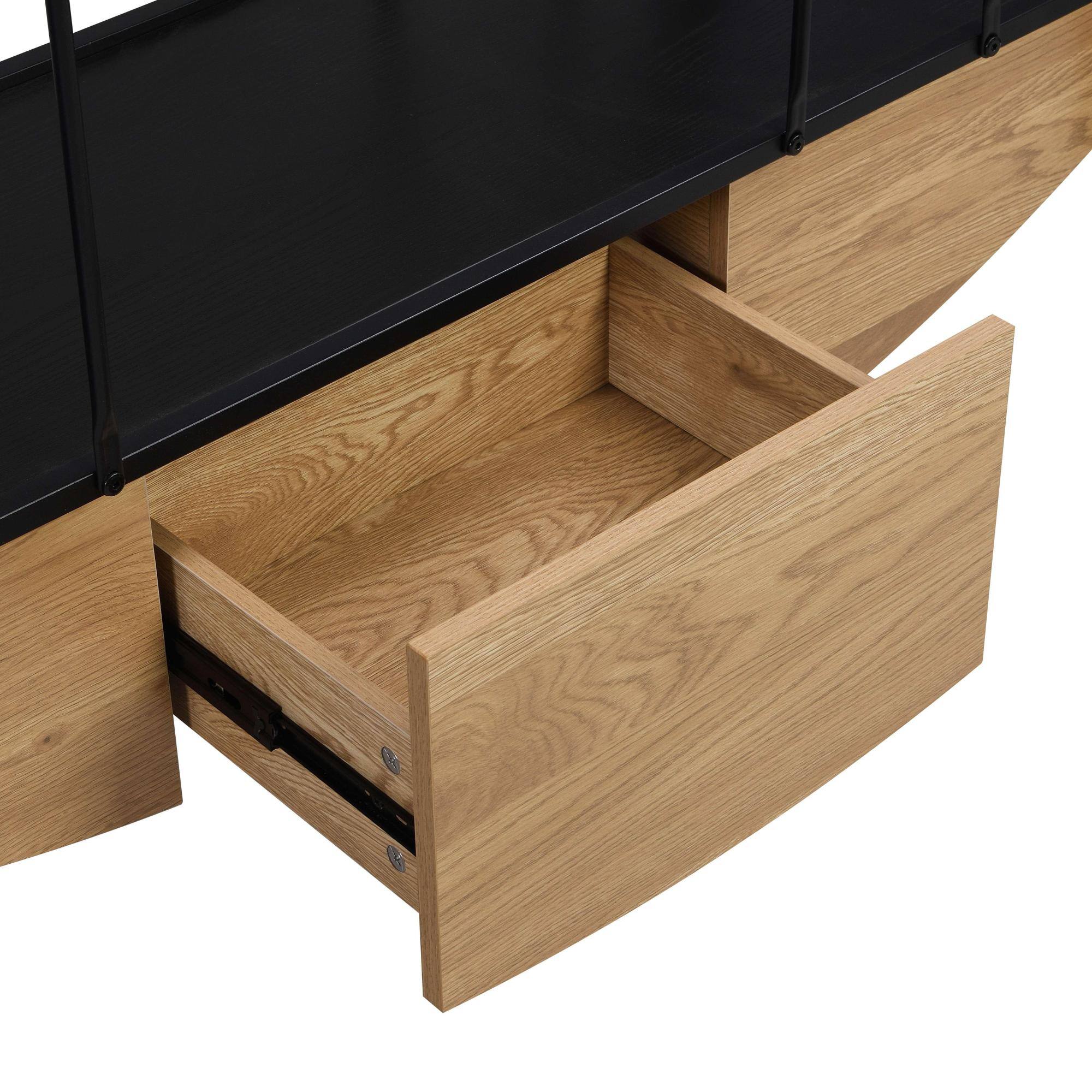 Alt View 8. GOODSILO - Modern Sailboat-Inspired Industrial Bookshelf with Drawer, Freestanding Storage Shelf for Living Room and Office Decor - Black.