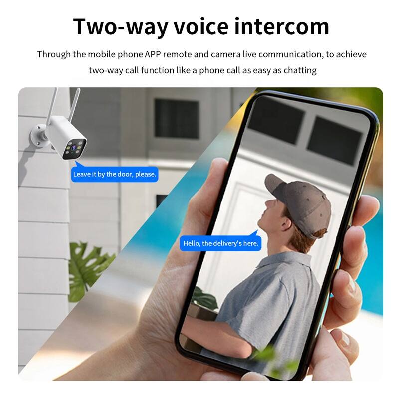 Two-way voice intercom

Through the mobile phone APP remote and camera live communication, to achieve two-way call function like a phone call as easy as chatting

Leave it by the door, please.

Hello, the delivery's here.
