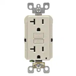 Leviton - SmartlockPro 20 amps 125 V Duplex GFCI Outlet 5-20R 1 pk - Light Almond