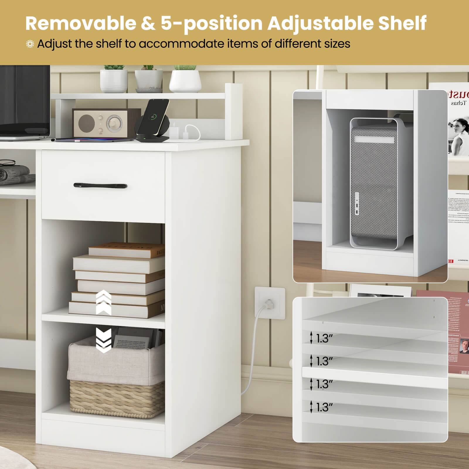 Removable & 5-position Adjustable Shelf
Adjust the shelf to accommodate items of different sizes
1.3"
1.3"
1.3"
1.3"