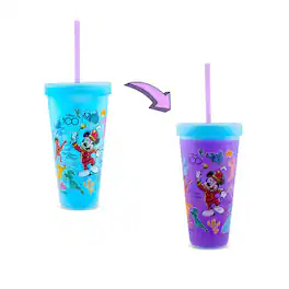 Silver Buffalo - Disney 100 Mickey Mouse Color-Change Tumbler With Lid and Straw | Holds 20 Ounce - Blue
