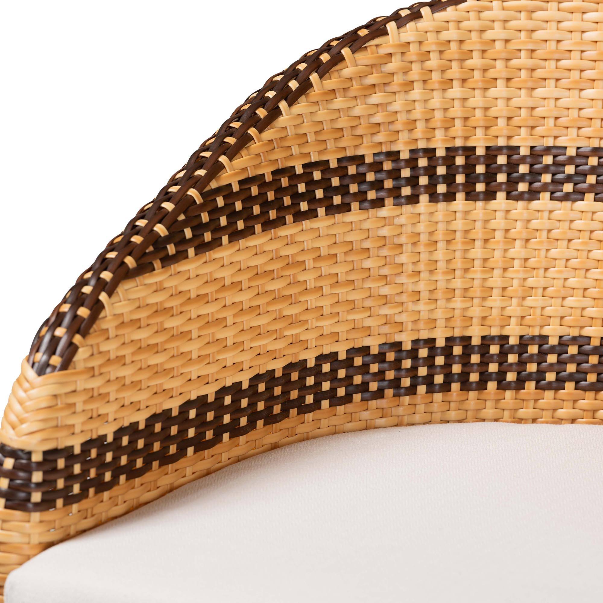 Alt View 1. bali & pari - Elma Rattan Counter Stool with Cushion - Barrel-Back Counter Chair with Synthetic Woven and Natural Rattan Frame - Natural Brown/Dark Brown.