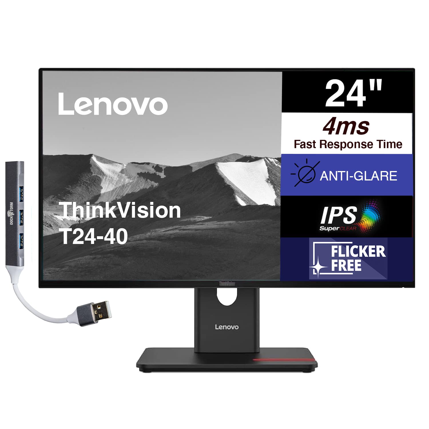 Lenovo 24" 4ms Fast Response Time ThinkVision P4 T24-40 ANTI-GLARE IPS Super CLEAR FLICKER FREE