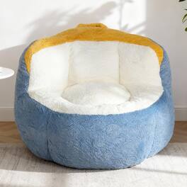 Trinkets Crazed - Bean Bag Chair, Multicolor 41.7" Oversized Cloud Bean Bag Sofa with Back Support - Blue