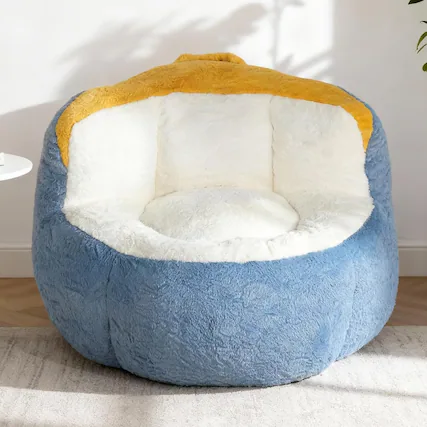 Front. Trinkets Crazed - Bean Bag Chair, Multicolor 41.7" Oversized Cloud Bean Bag Sofa with Back Support - blue.