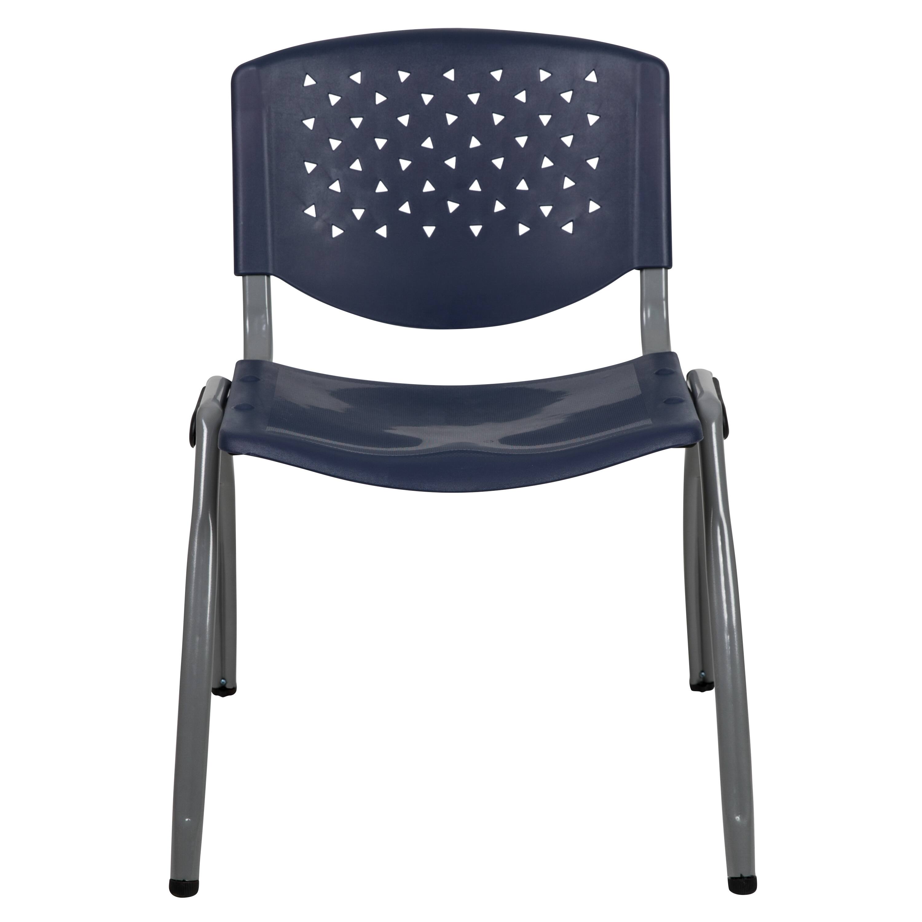 Alt View 7. Emma + Oliver - Home and Office Plastic Stack Chair with Perforated Back - Guest Chair - Navy.