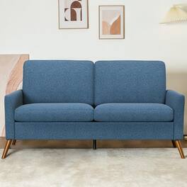 Dyonery - 68" Loveseat Sofa,Tool-Free Setup Small Couches,Blue Linen - Blue