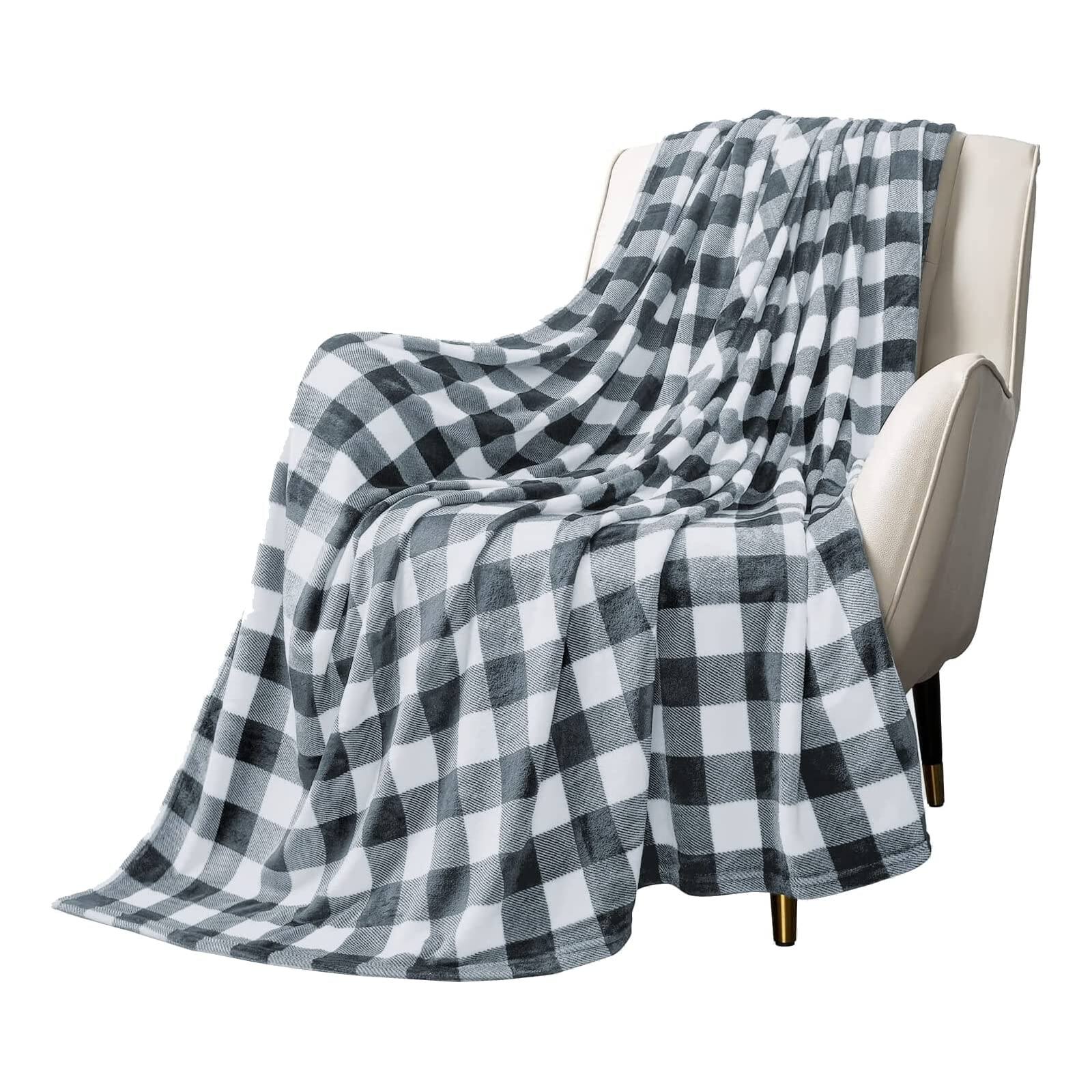 Grey White Checkered Fleece (50x60 IN)