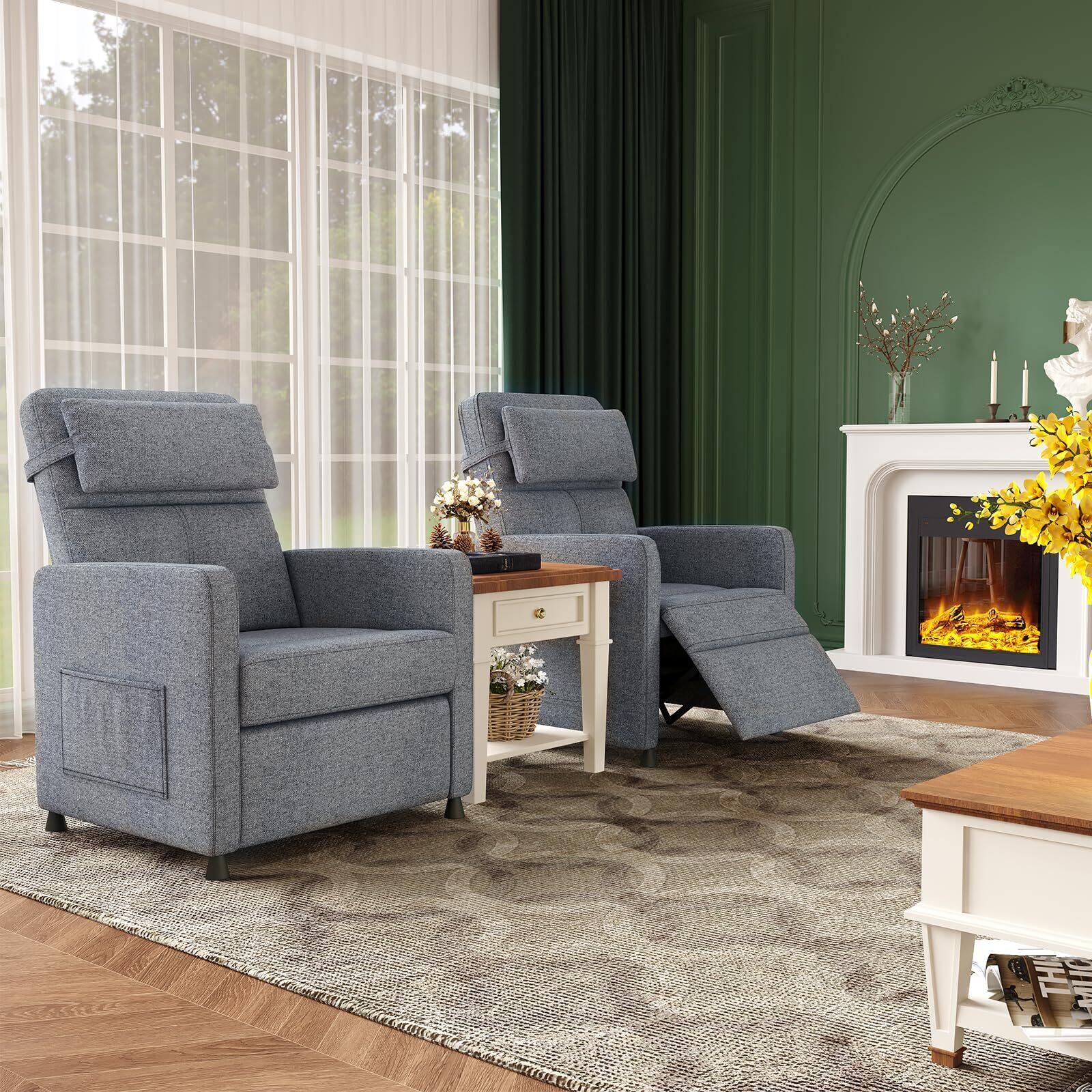 Alt View 8. Jojoka - Recliner Chair Electric Reclining Sofa Adjustable Power Recliner Lazy Chair Home Theater Seating - Grey.