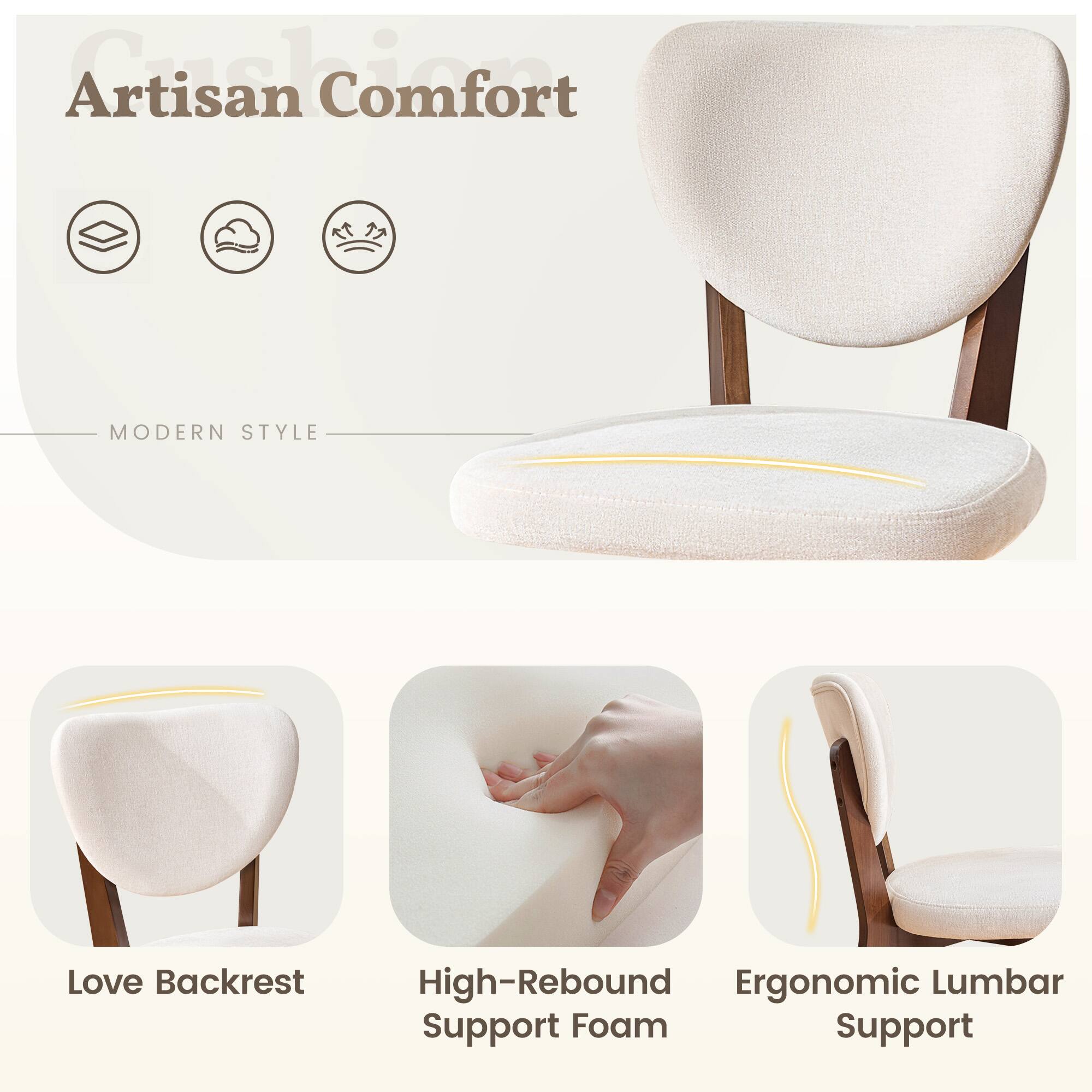 Artisan Comfort

MODERN STYLE

- Love Backrest
- High-Rebound Support Foam
- Ergonomic Lumbar Support