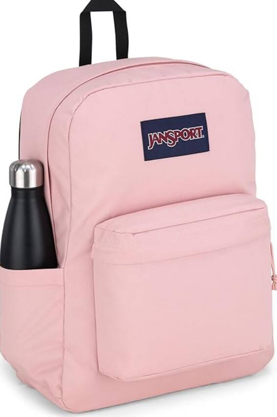 Angle. JanSport - JanSport SuperBreak One Backpacks-Durable,Lightweight Bookbag with Front Utility Pocket-Premium Backpack School Bookbag - Misty Rose.