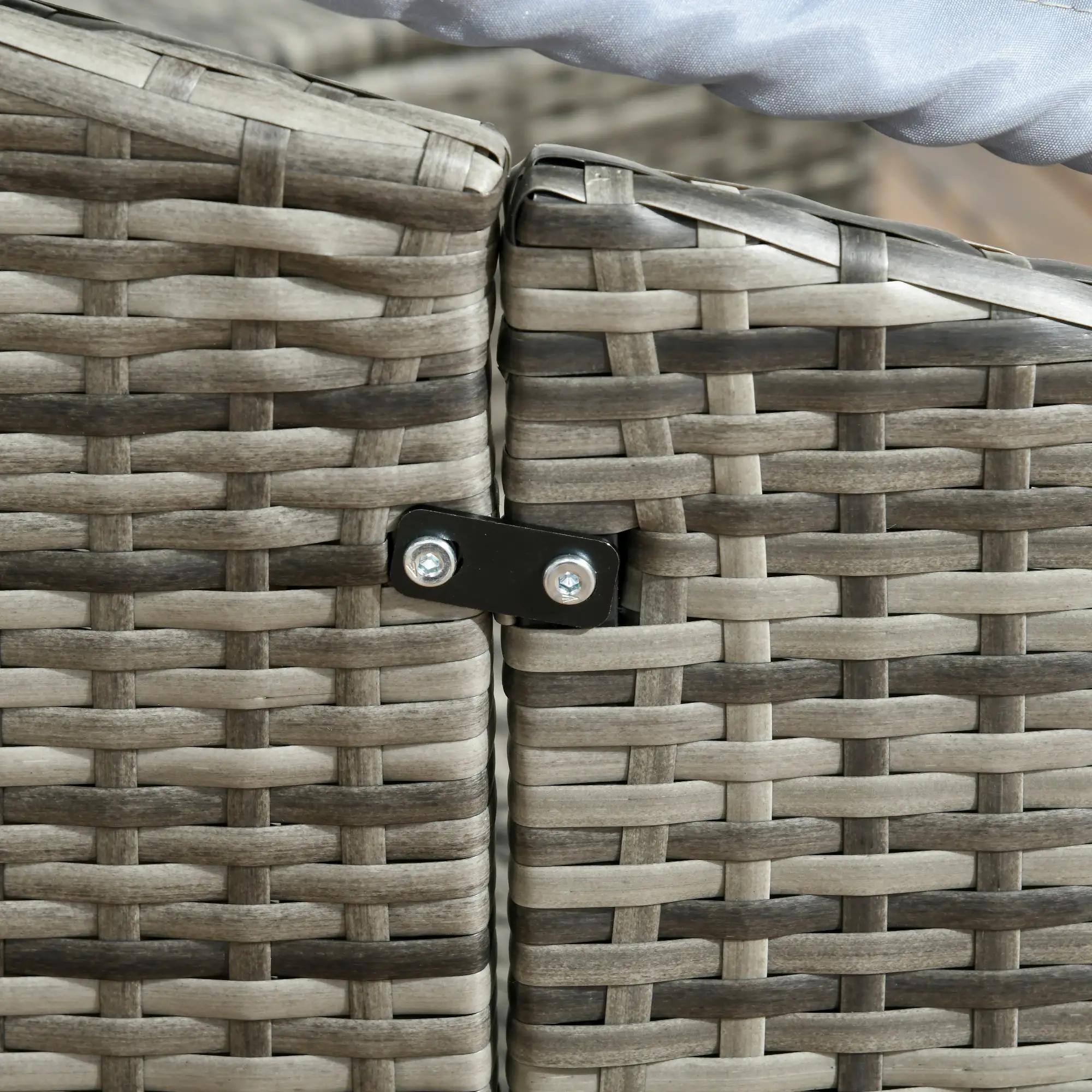 Alt View 5. Spaco - Spaco Convertible Rattan Daybed Sectional, Light Grey/Grey - Light Grey.