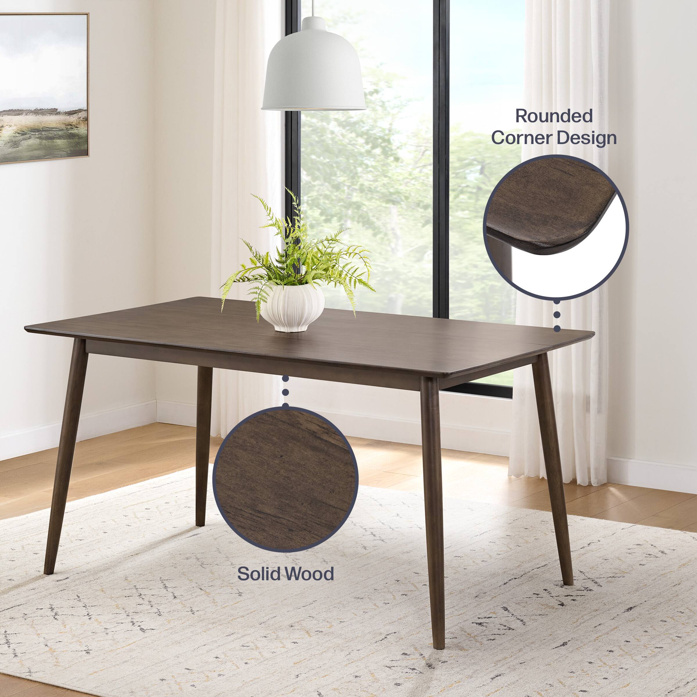 Rounded Corner Design  
Solid Wood