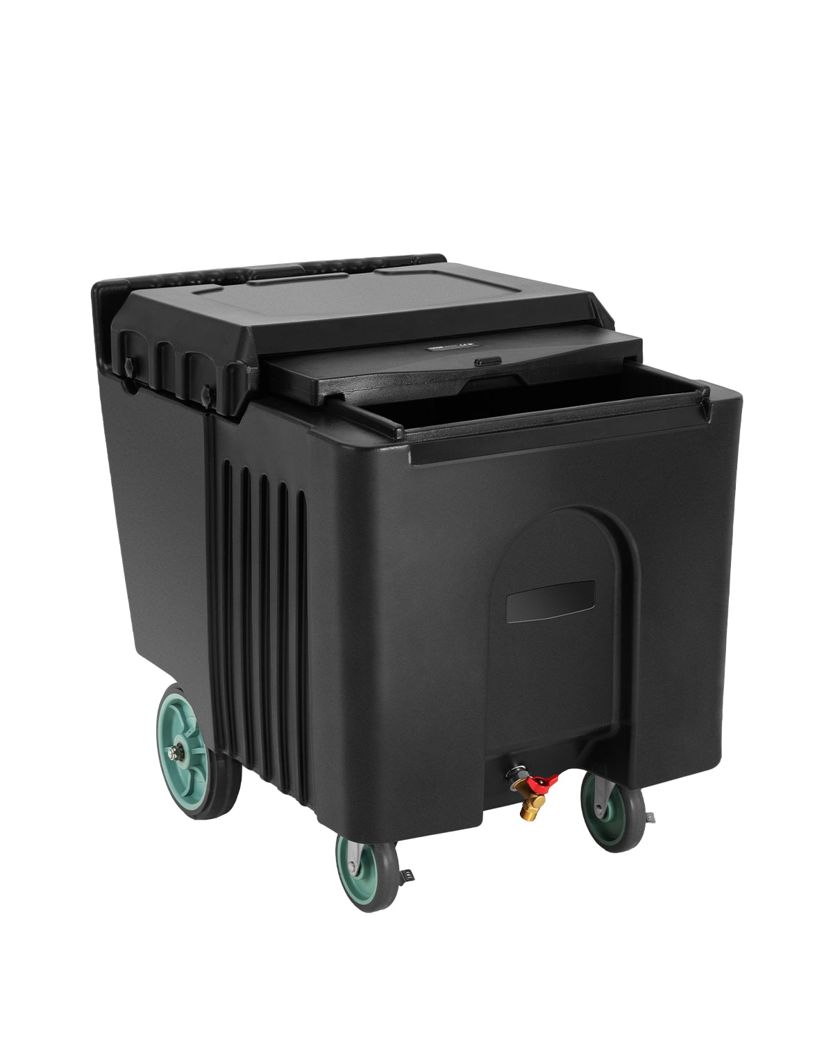 VEVOR - Commercial Ice Bin, 125lbs Portable Ice Caddy, 31.5 x 22.8 x 29 inch Insulated Ice Carrier with 4 Wheels and Sliding Lid - Black