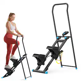 MERACH - Vertical Climber Stair Stepper Machine Full Body Workout Home Gym Exercis Adjustable Handlebar & Pedals - Black and red