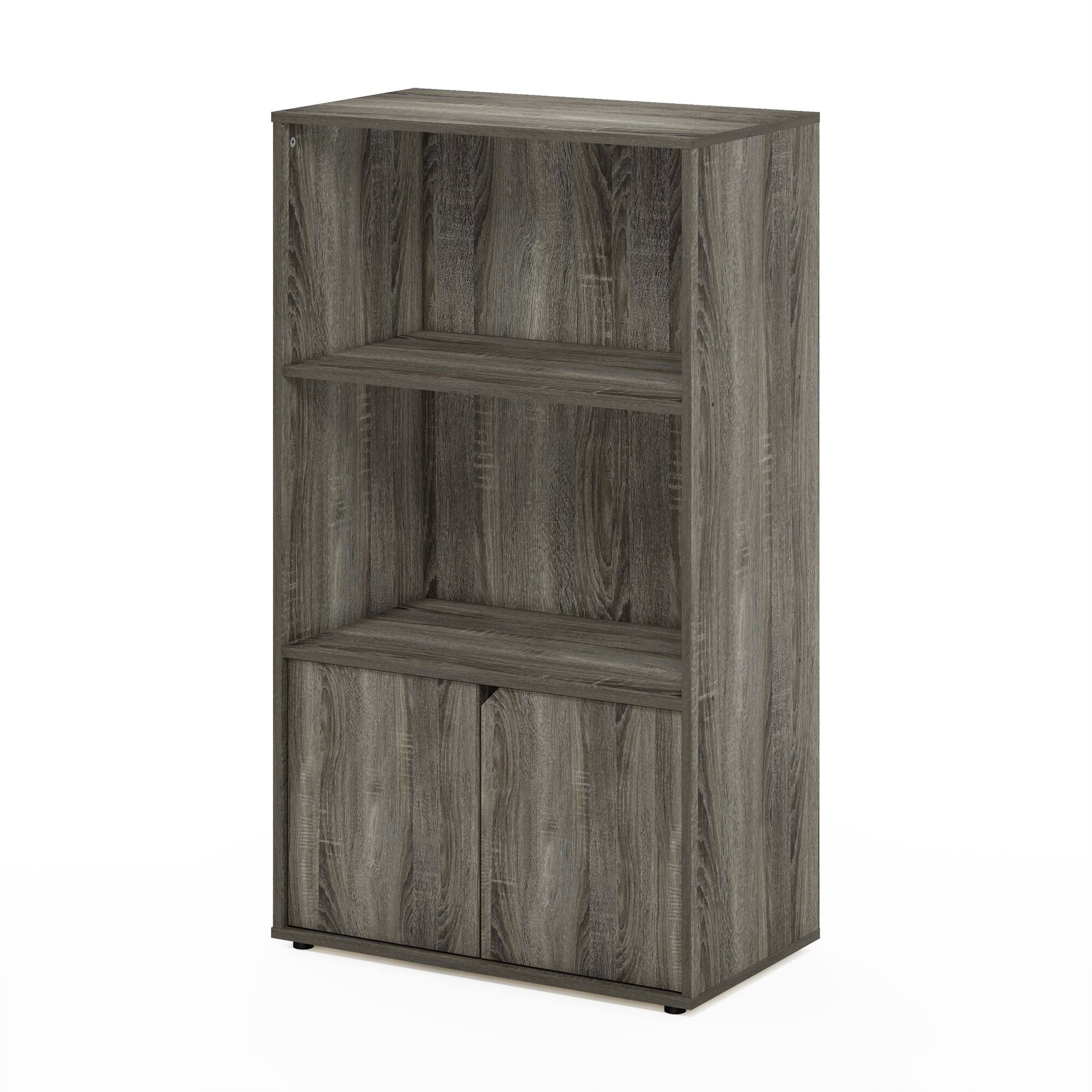 Front. Furinno - JAYA Kitchen Storage Shelf with Cabinet - French Oak Grey.