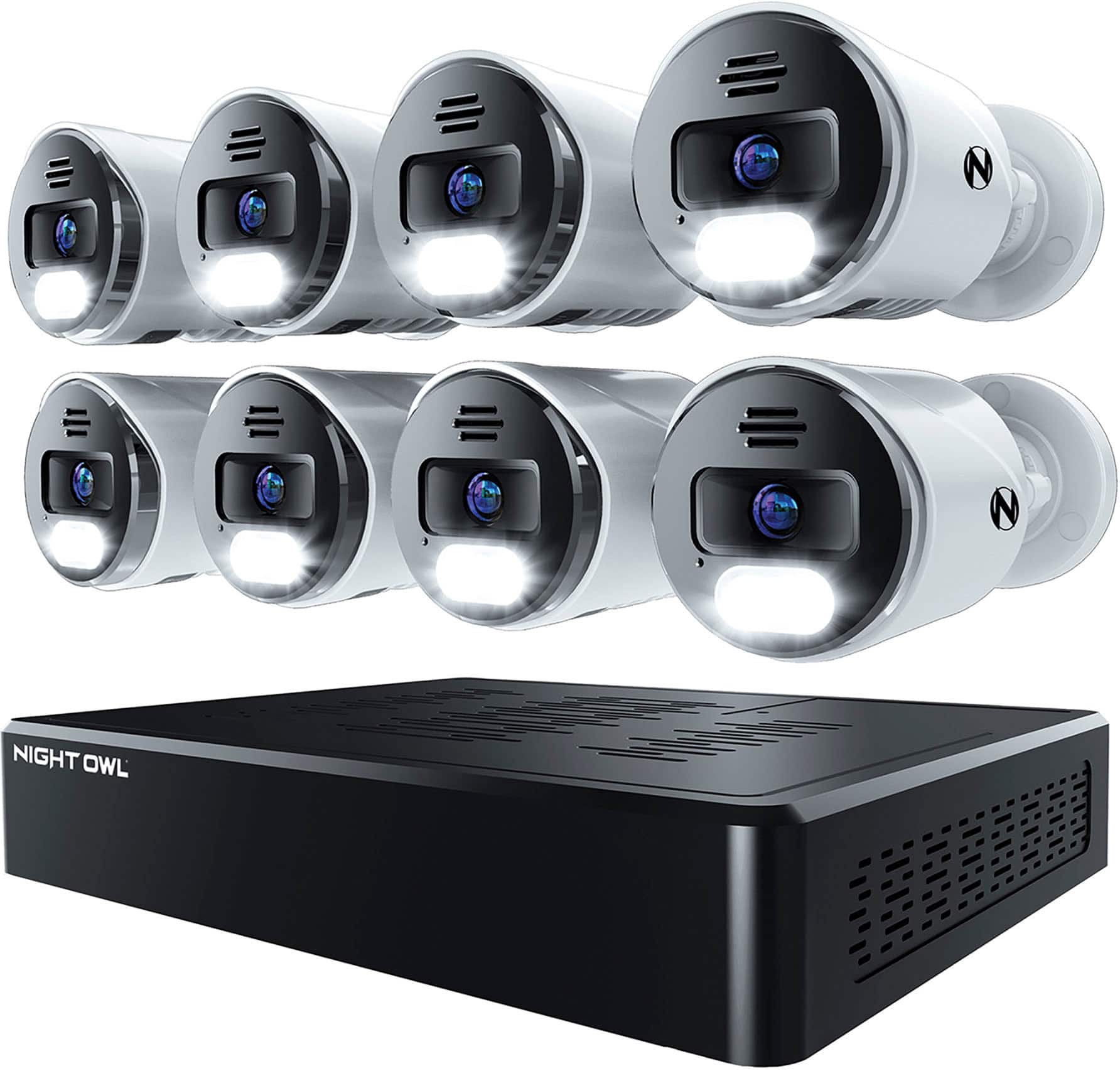 Night Owl - 12-Channel, 8-Camera Indoor/Outdoor Wired IP 4K 2TB NVR Security System - Black and White - Black/White - Front_Zoom