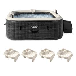 Intex - PureSpa Plus Greystone Inflatable Hot Tub, 94 x 28", w/ Cup Holder 4-Pack - Gray