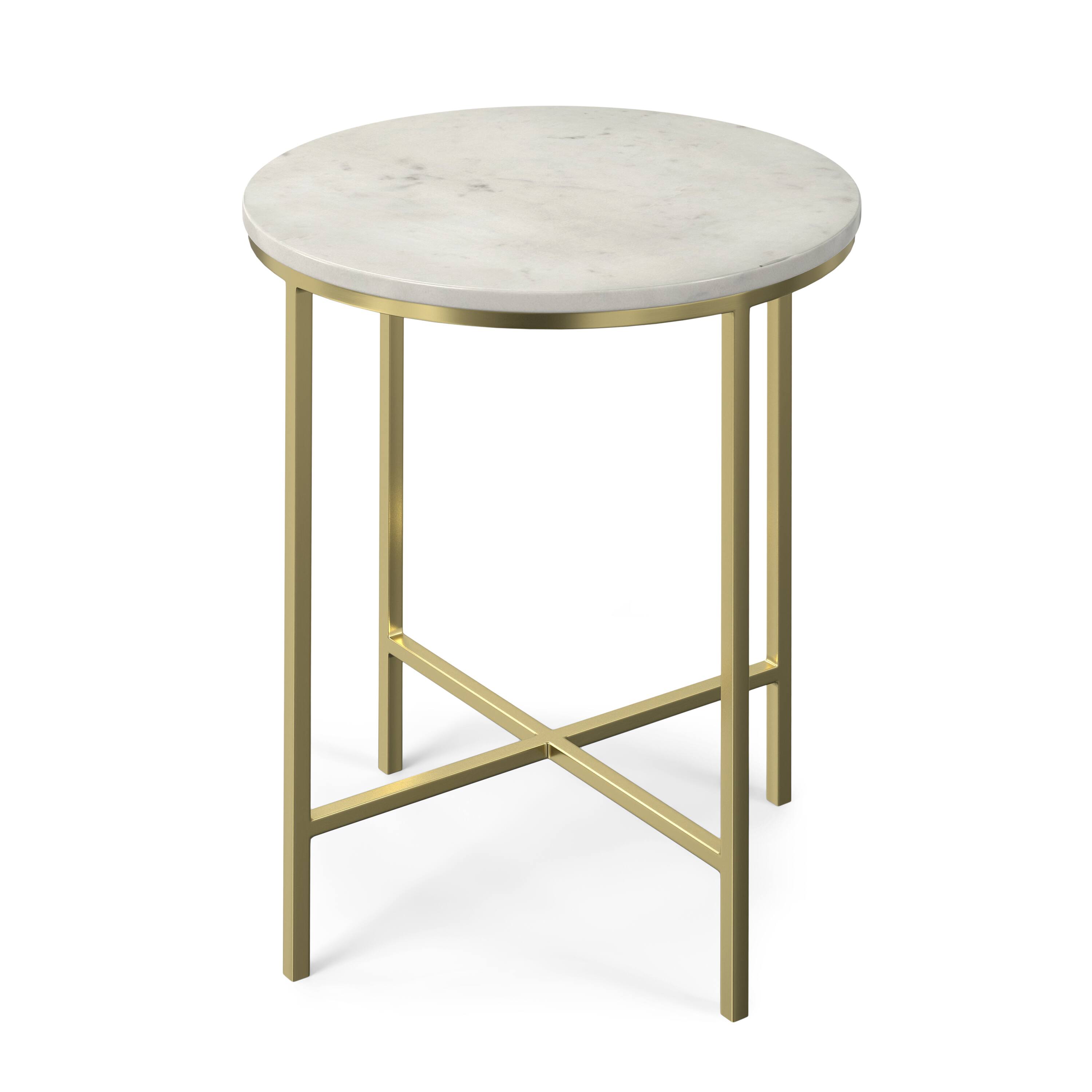 Front. Simpli Home - Tara Modern Contemporary 16 inch Wide Metal Side Table in Gold - Gold.